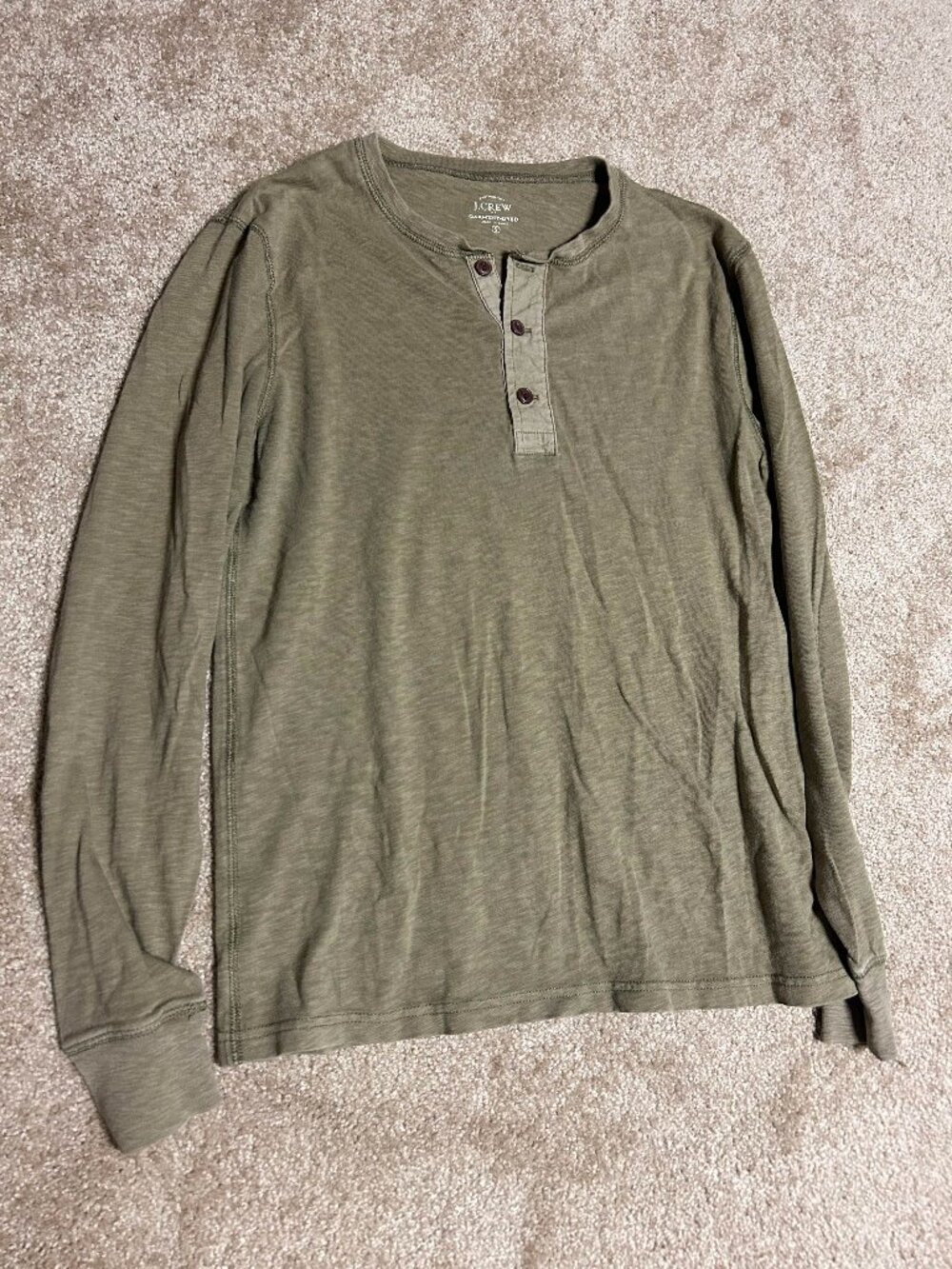 J Crew garment dyed henley long sleeve t shirt small